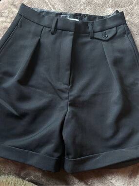 Anine Bing Black Tailored Cuffed Shorts